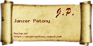 Janzer Patony névjegykártya